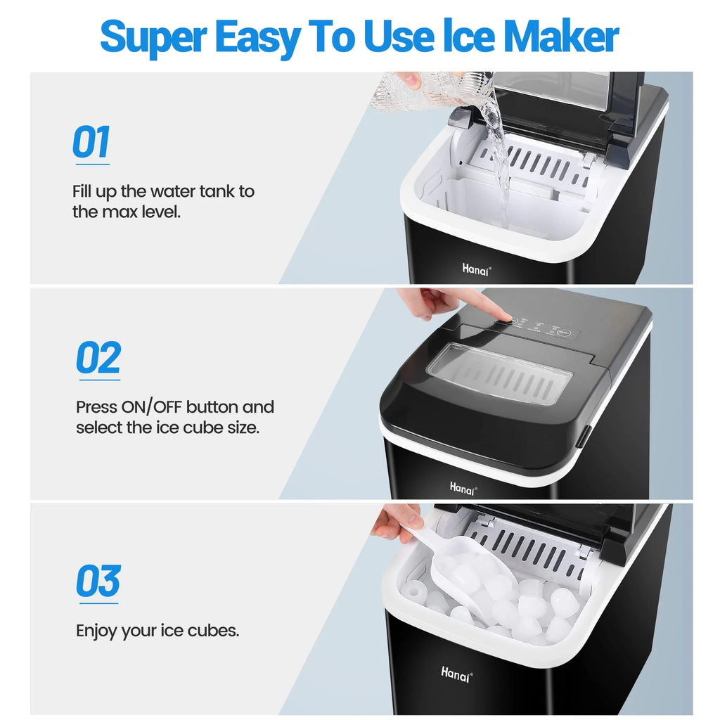 Black Portable Compact Countertop Ice Maker K731822
