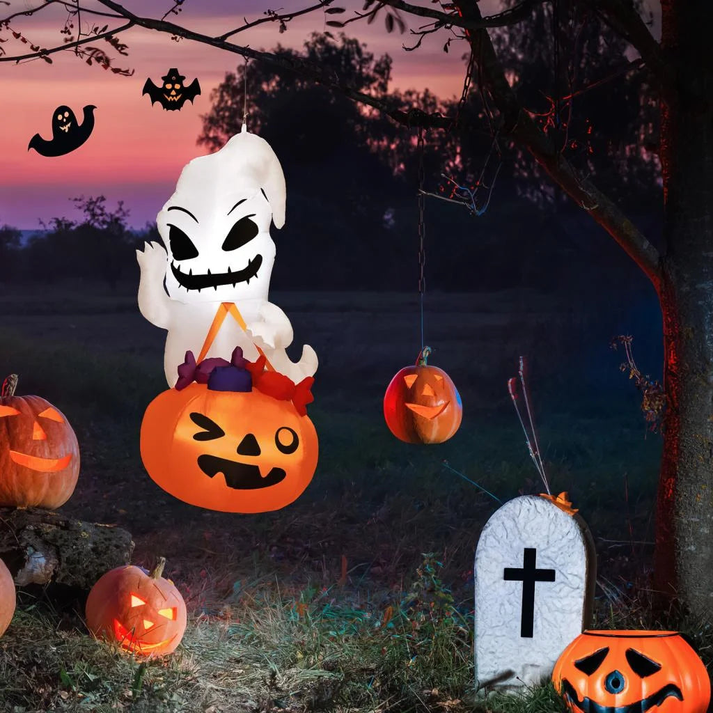 Halloween Inflatable Decor, Ghost Holding Trick Or Treat Bag L4100