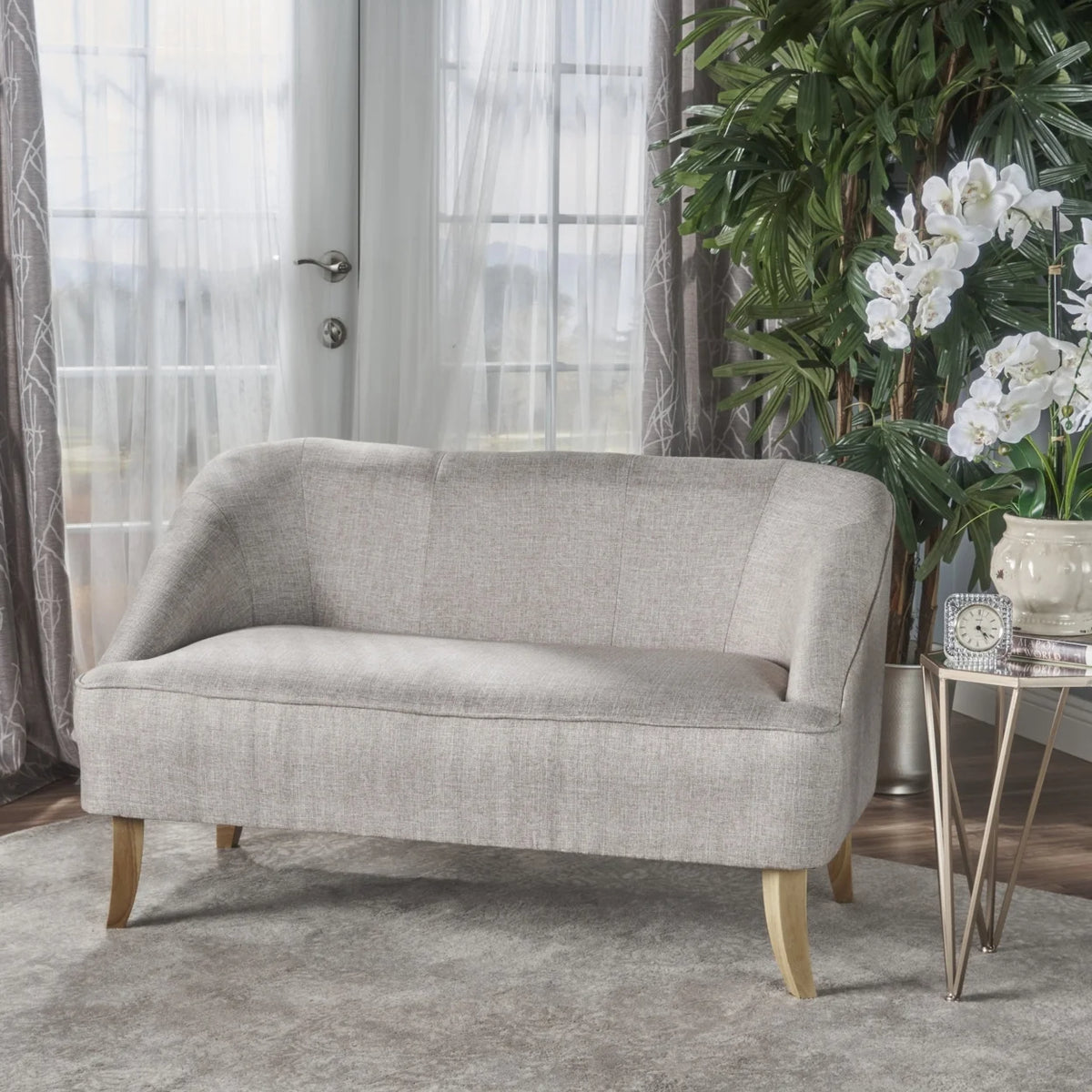 Light Blue Fabric Loveseat U6621