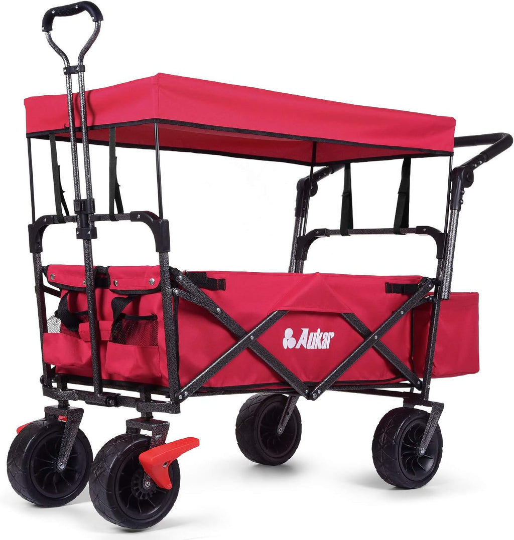 Collapsible Folding Wagon Utility Garden Cart with 7 All-Terrain Wheels N149
