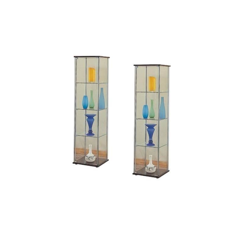 Set of 2 Glass Curio Cabinet in Cappuccino K5585
