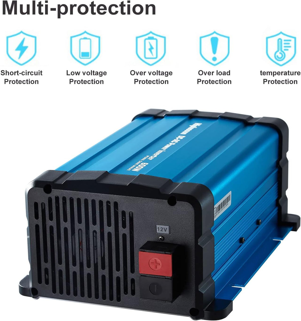 600 Watt Pure Sine Wave Power Inverter 12v to 110v DC to AC with USB and AC Outlet Z5882