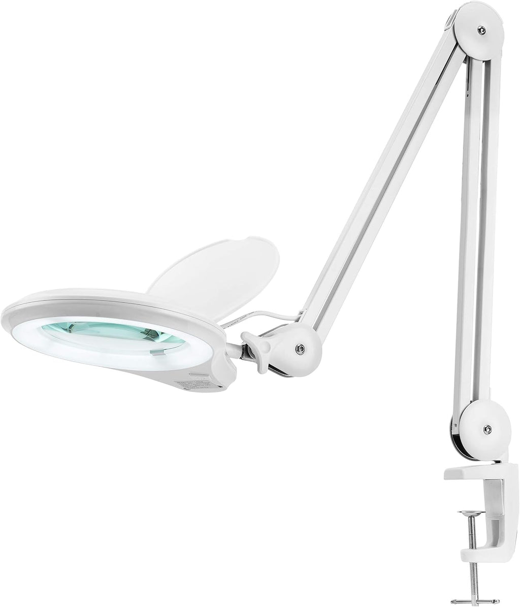 Gray 5 Inches Diameter Lens LED Magnifying Lamp with Clamp B842