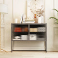 Gray Fluted Glass Sideboard Storage Cabinet Console Table N2451