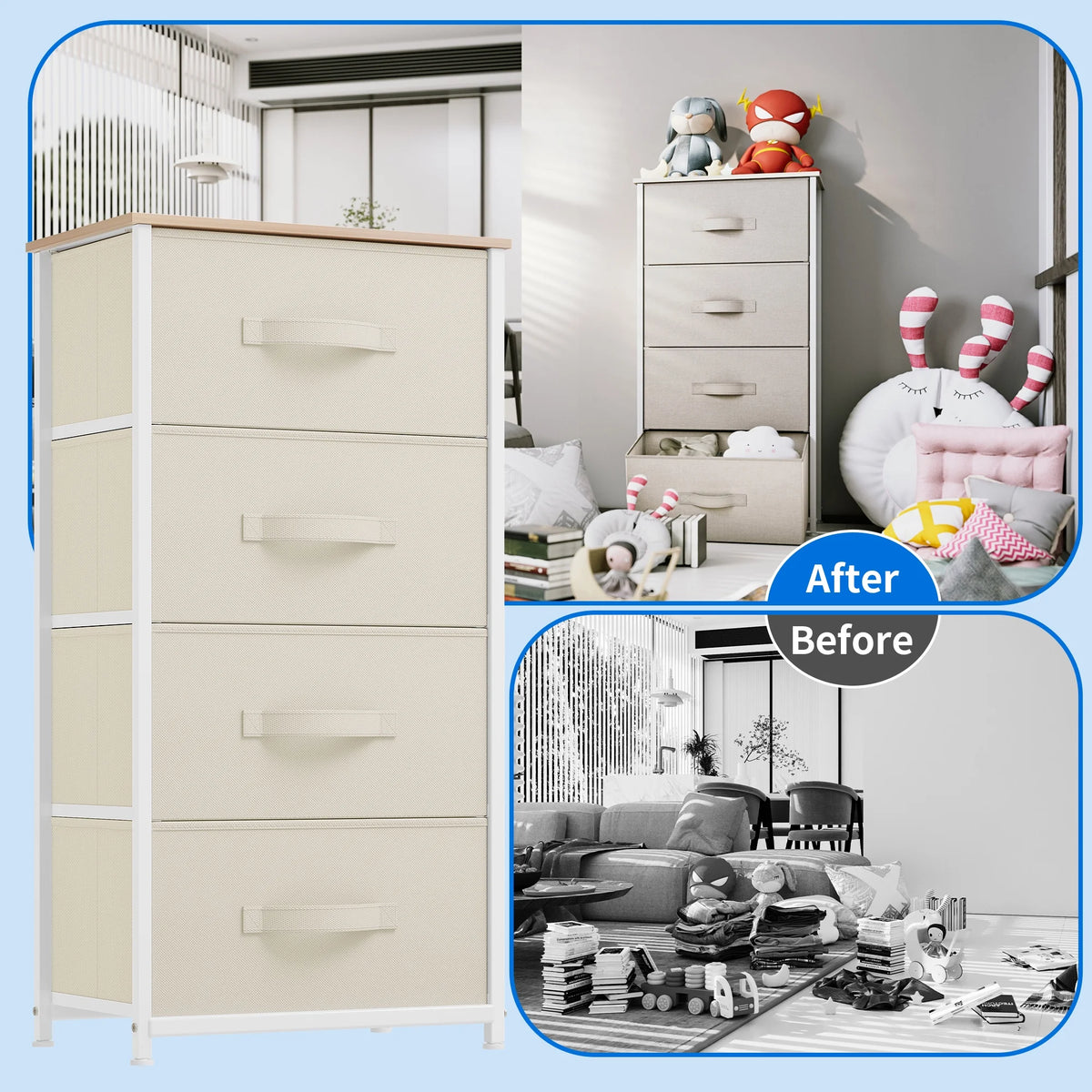 Fabric 4 Drawer Dresser U319154