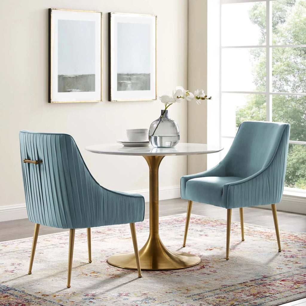Light Blue Velvet Upholstered Dining Chair Set of 2 A170974