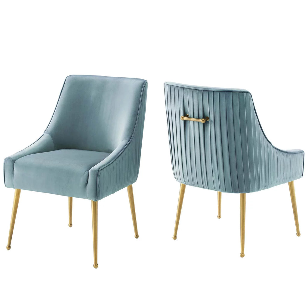 Light Blue Velvet Upholstered Dining Chair Set of 2 A170974