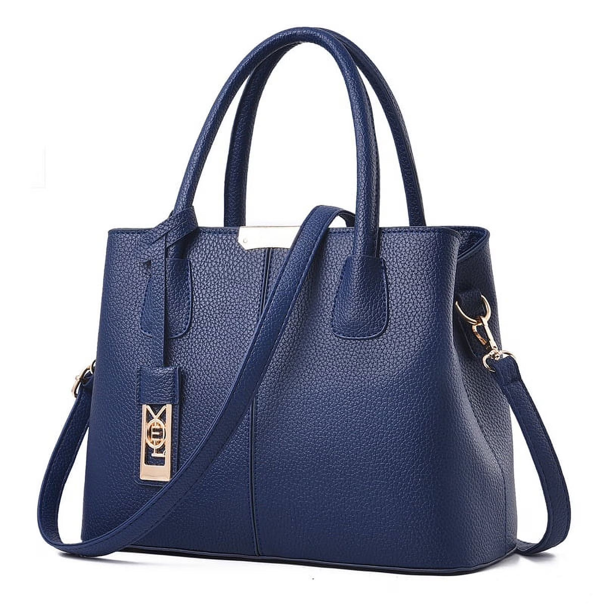 Blue Leather Tote Bag with Shoulder S228323