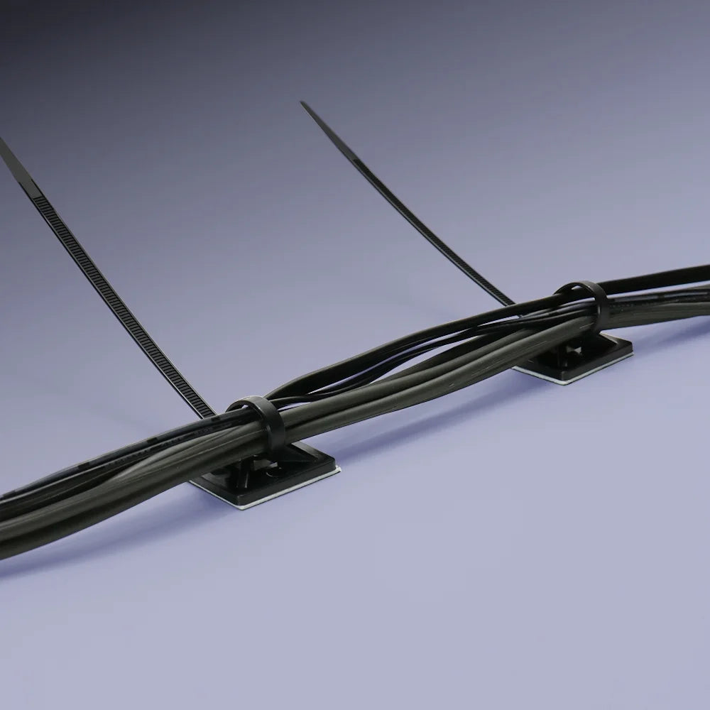 Black Mounting Base for Cable Runs, 100 Pack K75825