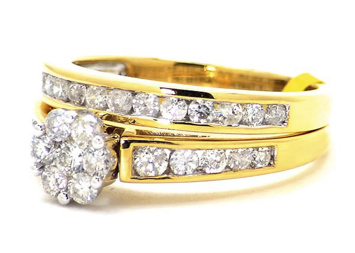14K White Gold Real Diamond Square Cluster Engagement Ring J92923