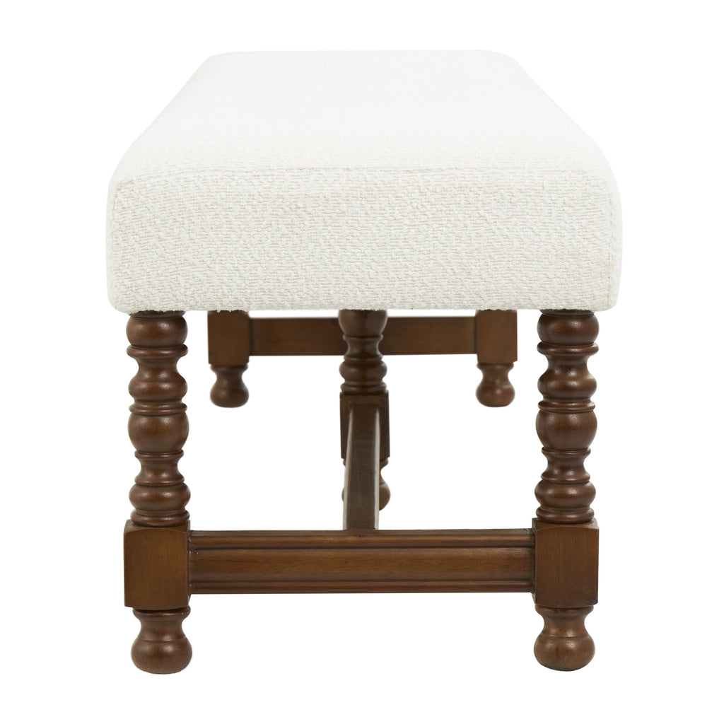 Fabric Bench with Brown Traditional Wood Turned Legs S32227