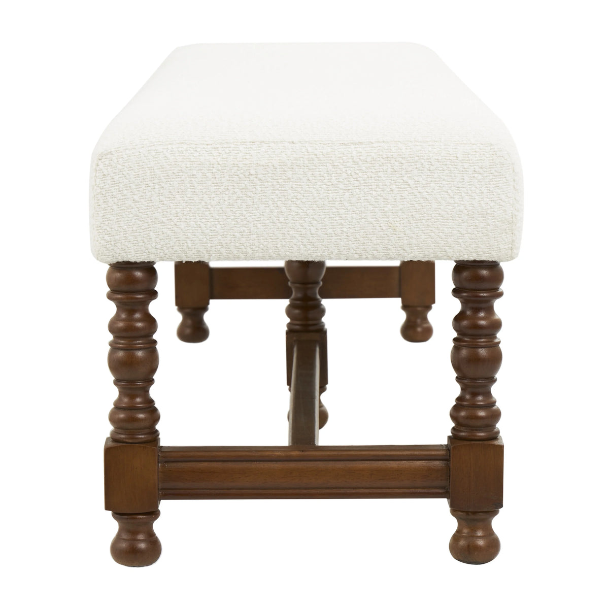 Fabric Bench with Brown Traditional Wood Turned Legs S32227