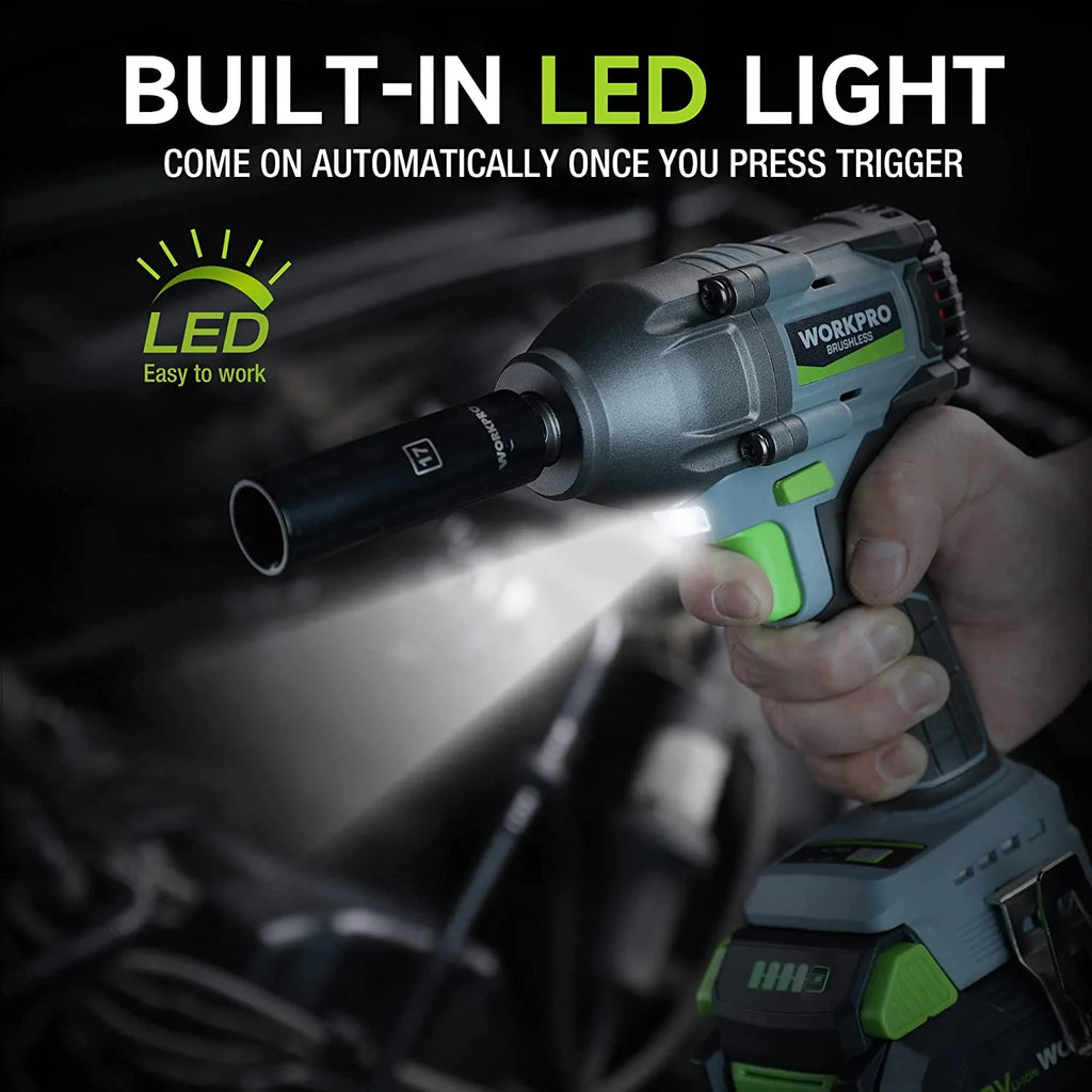 Cordless Impact Wrench 1/2 inch 20V Brushless High Torque 370 Ft-Lbs with Battery B16875