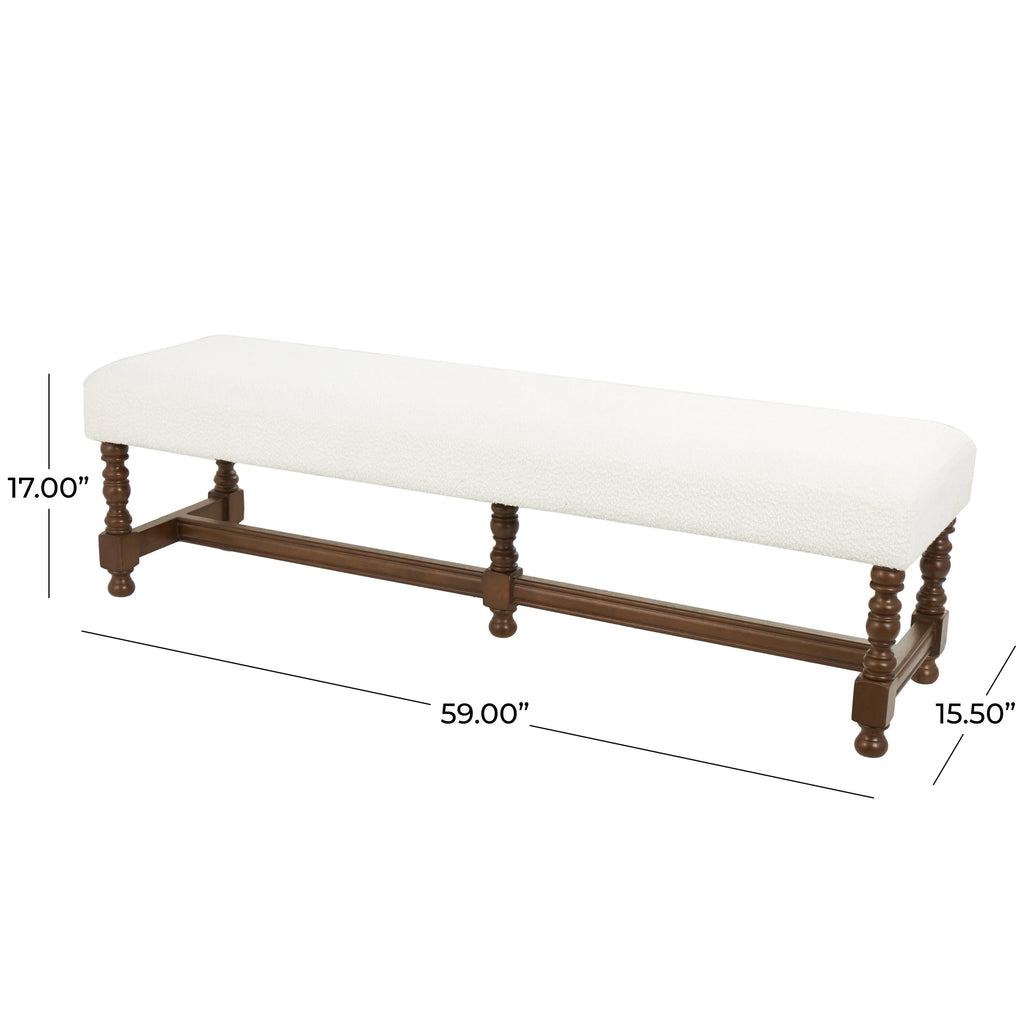 Fabric Bench with Brown Traditional Wood Turned Legs S32227