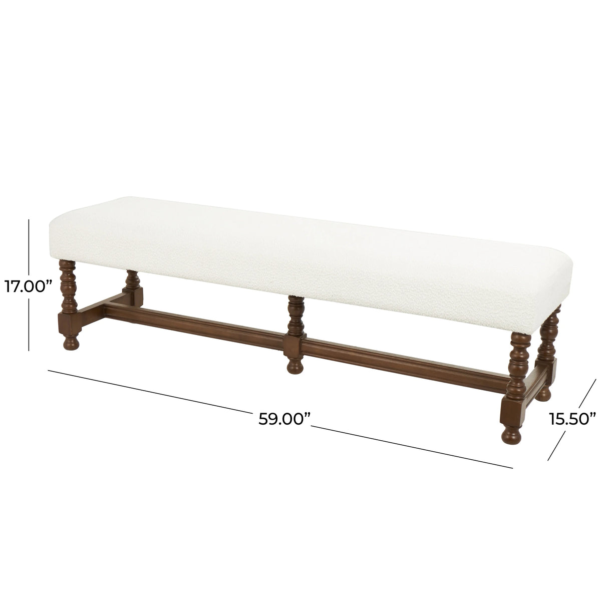 Fabric Bench with Brown Traditional Wood Turned Legs S32227