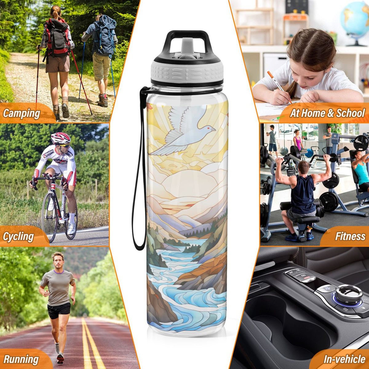 32oz Tritan Leakproof Clear Water Bottle with Straw P872853