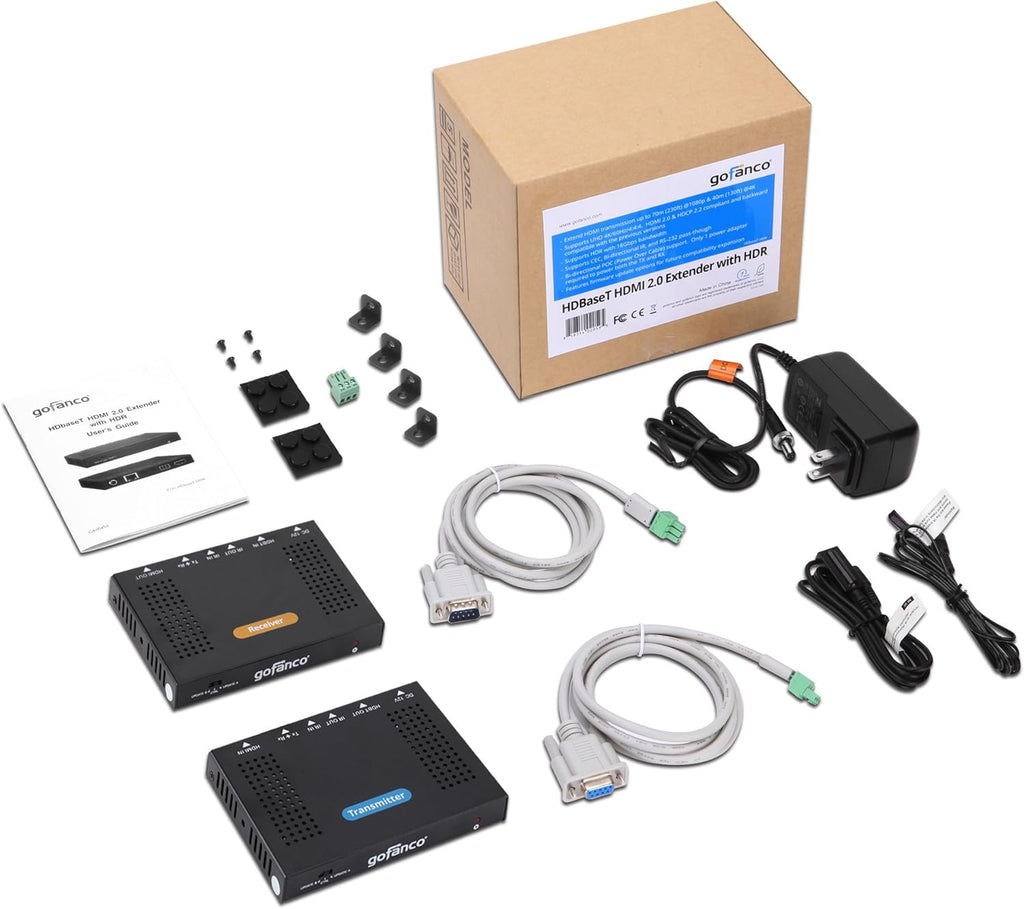HDBaseT HDMI 2.0 Extender 4K 60Hz 4:4:4 HDR Over CAT5e/CAT6 70m/230ft @1080p & 40m/130ft @UHD 4K/60Hz, Dual IR, RS-232, CEC, PoC, 18Gbps Bandwidth, HDCP 2.2 H14210