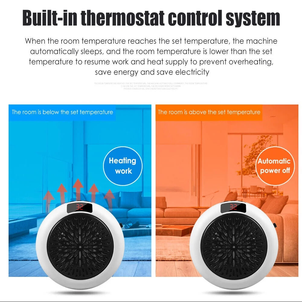900W Plug in Electric Heater Fan with Remote Timer F12758