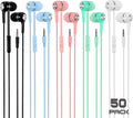 50 Packs Multi Colored Earbuds Headphones with Microphone I137