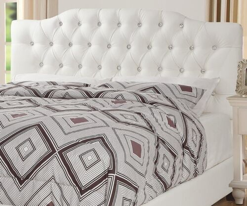 King Size Bed with 2 Nightstands White Faux Leather I7495