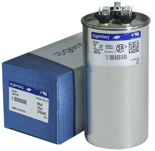 80/10 uF 370 VAC Dual Round Capacitor G74875