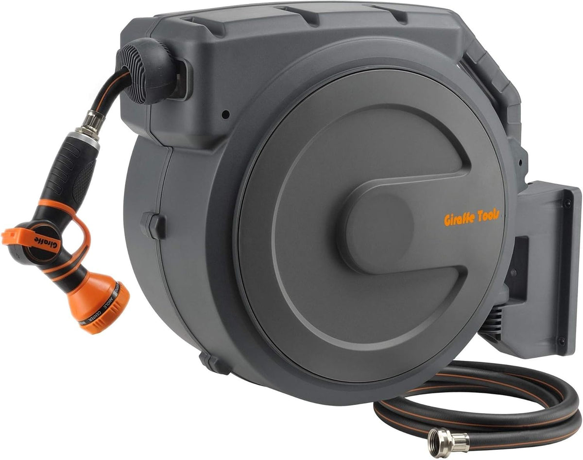 Retractable Garden Hose Reel 1/2 Inch x 130 ft Wall Mounted P108969