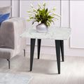 24" Square White Marble Side Table with Metal Legs C8713
