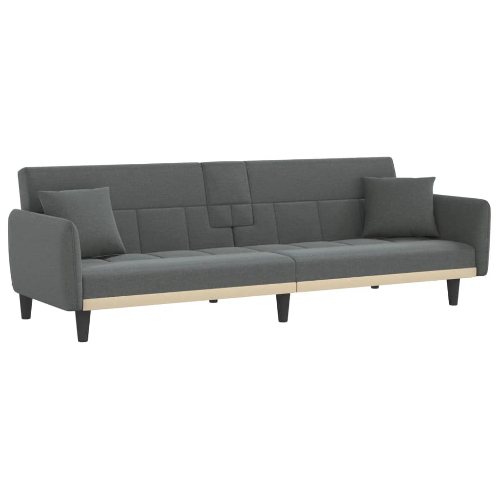 Dark Gray Fabric Sofa Bed with Cup Holders L334734