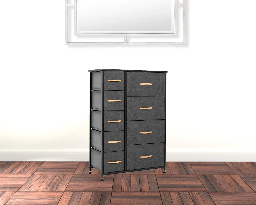 Gray Black Steel Fabric 9 Drawer Dresser T171184