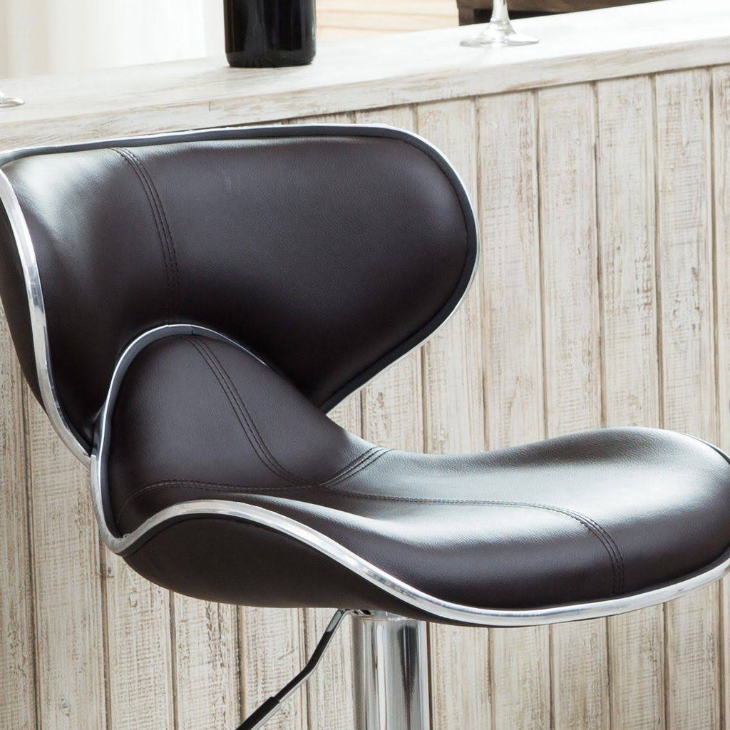 Brown Leatherette Adjustable Swivel Barstool Set of 2 Y1813