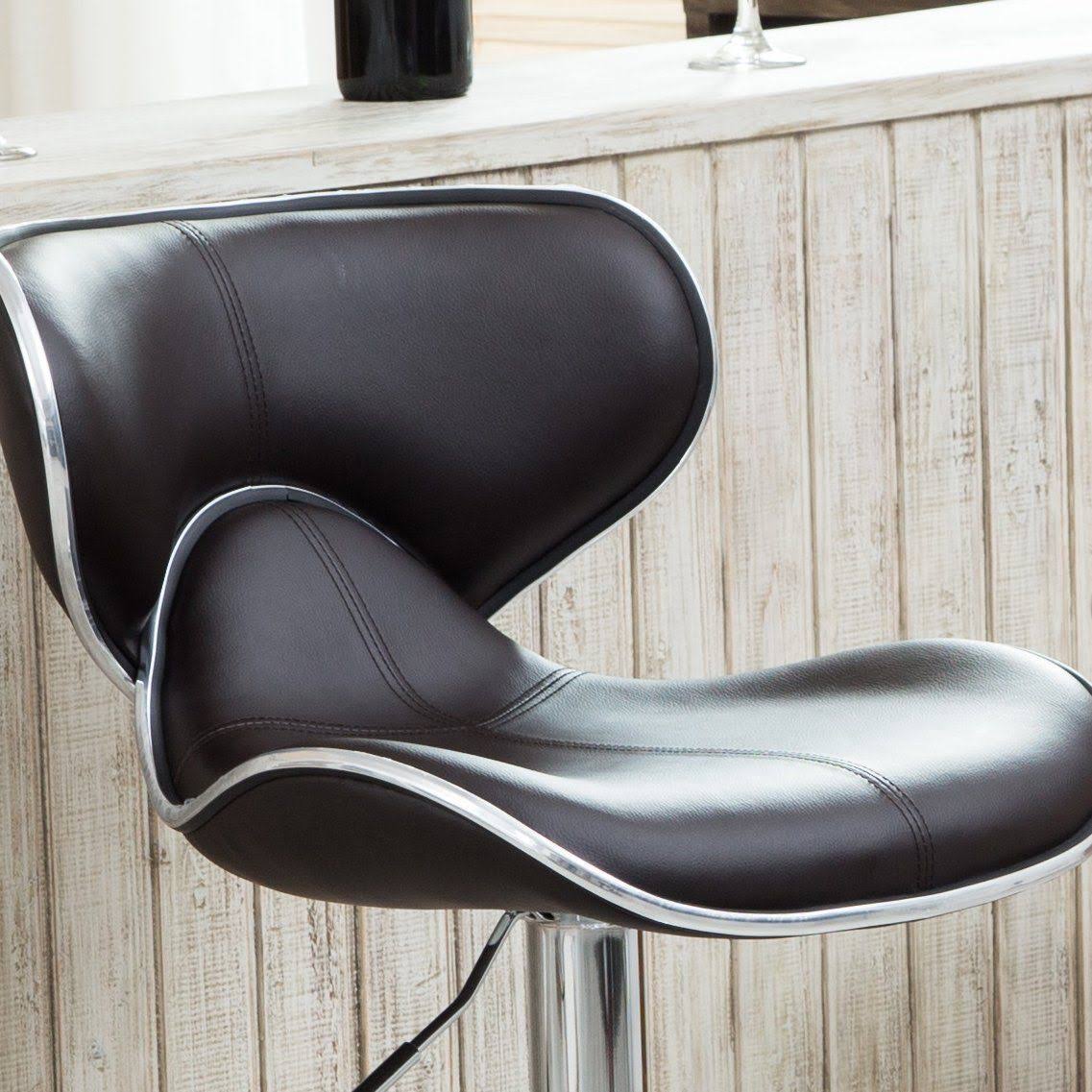 Brown Leatherette Adjustable Swivel Barstool Set of 2 Y1813