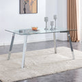 Rectangle Glass Dining Table with Metal Base Q986