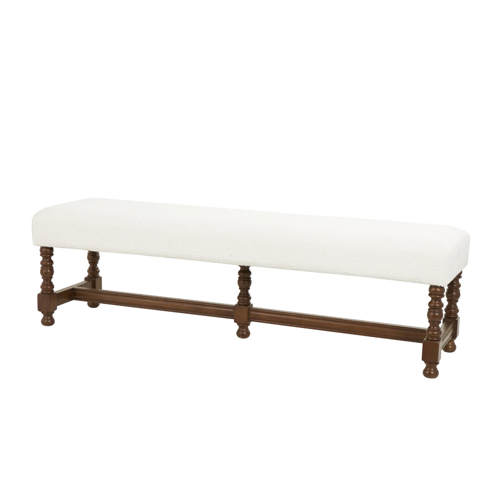 Fabric Bench with Brown Traditional Wood Turned Legs S32227