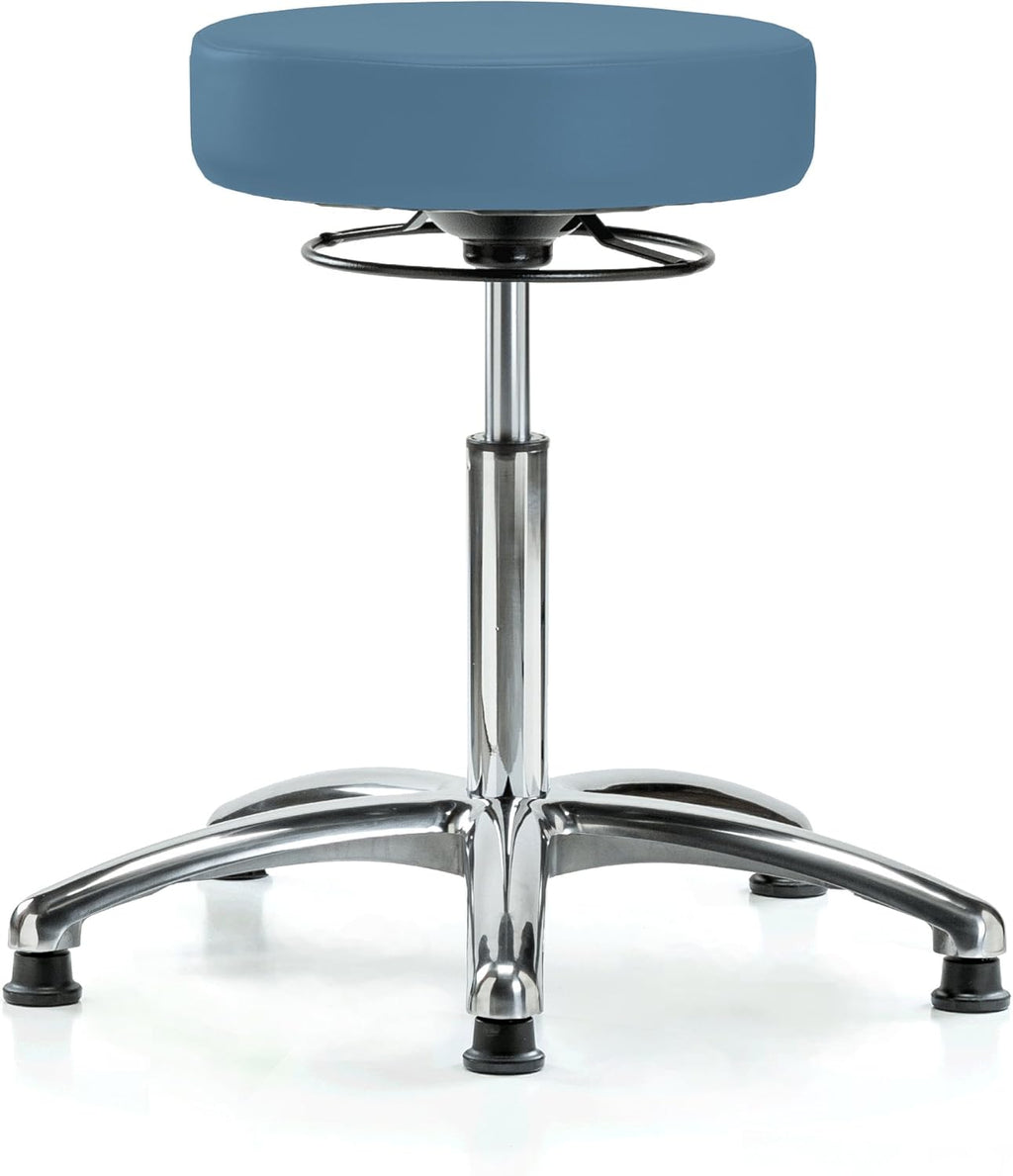 Chrome 360 Degree Adjustable Swivel Stool Imperial Blue Vinyl W720