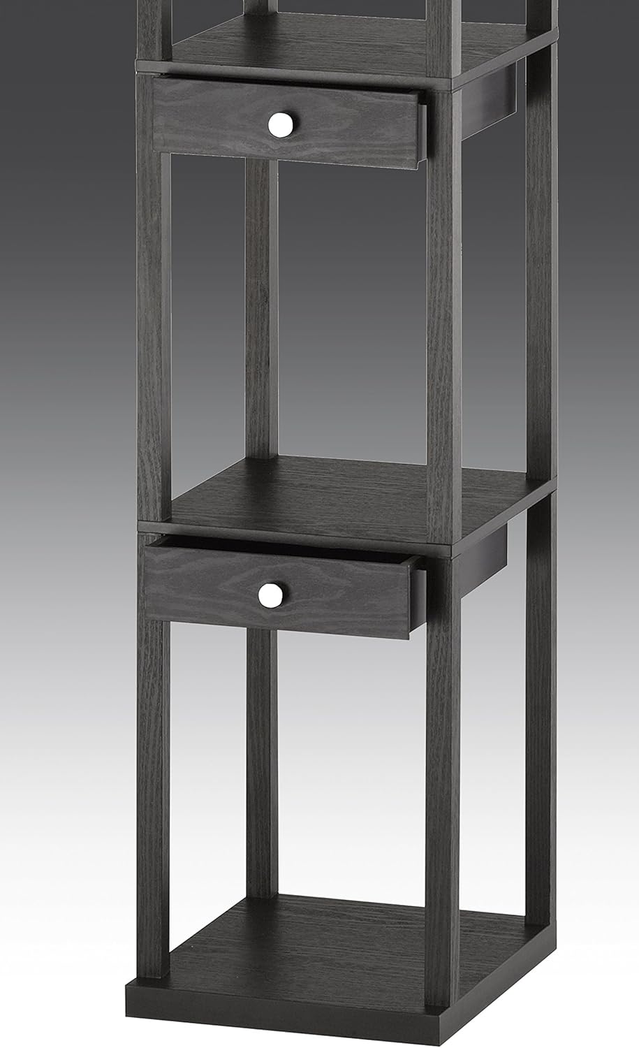 Three Drawer Shelf Lamp, 72 in, 150W Incandescent/ 150W CFL, Black PVC Veneer on MDF, 1 Floor Lamp H7555