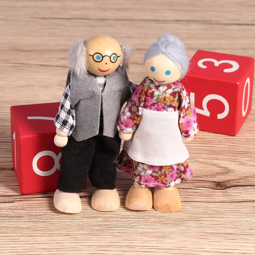 Wooden Dollhouse Dolls Set of 7 Figures J12020