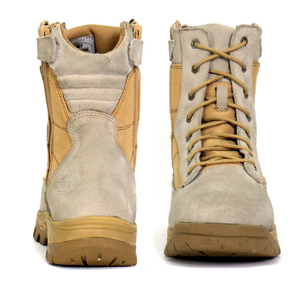 Tan Leather Lace Up Boots with Zippers H128