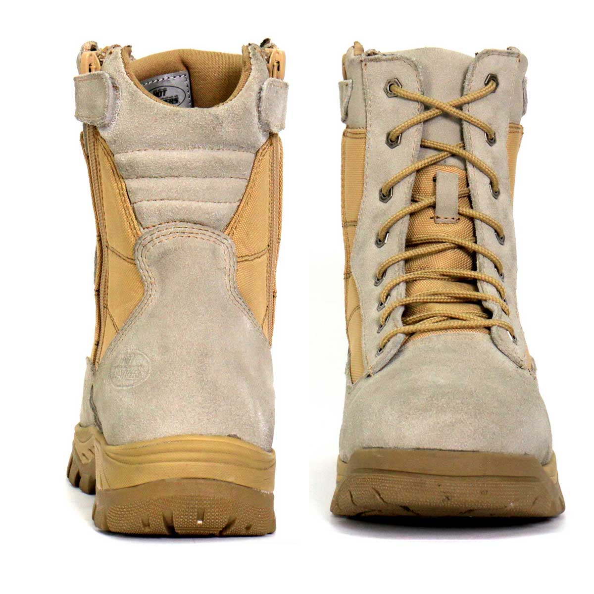 Tan Leather Lace Up Boots with Zippers H128