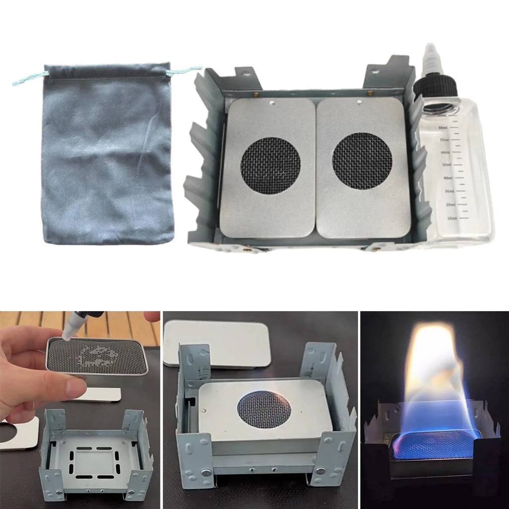 Liquid Fuel Camping Stove Set with Folded Stand Grill B92439