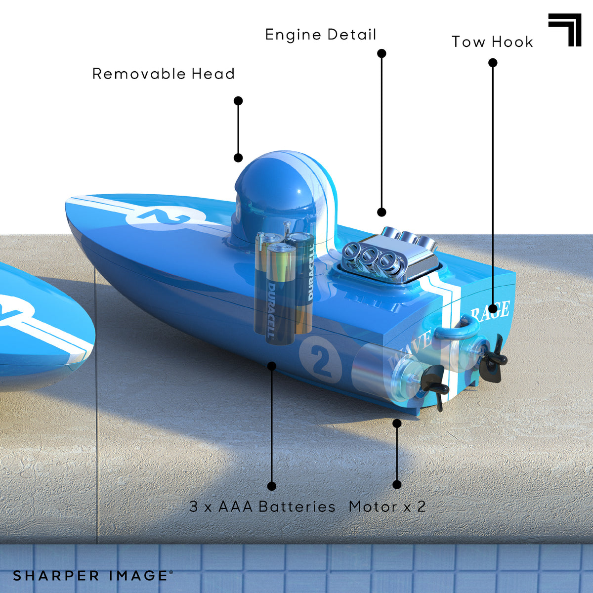 Blue Wireless Rechargeable Bumper Boat with Tow Rider Z661148