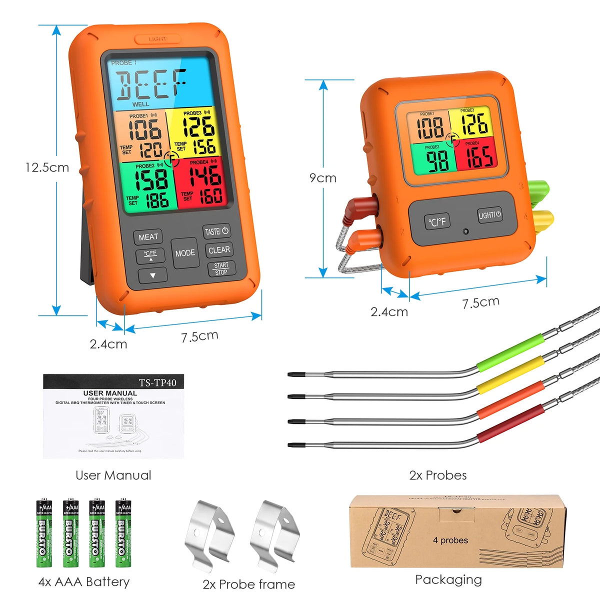 Wireless Meat Thermometer with 4 Meat Probes I7586
