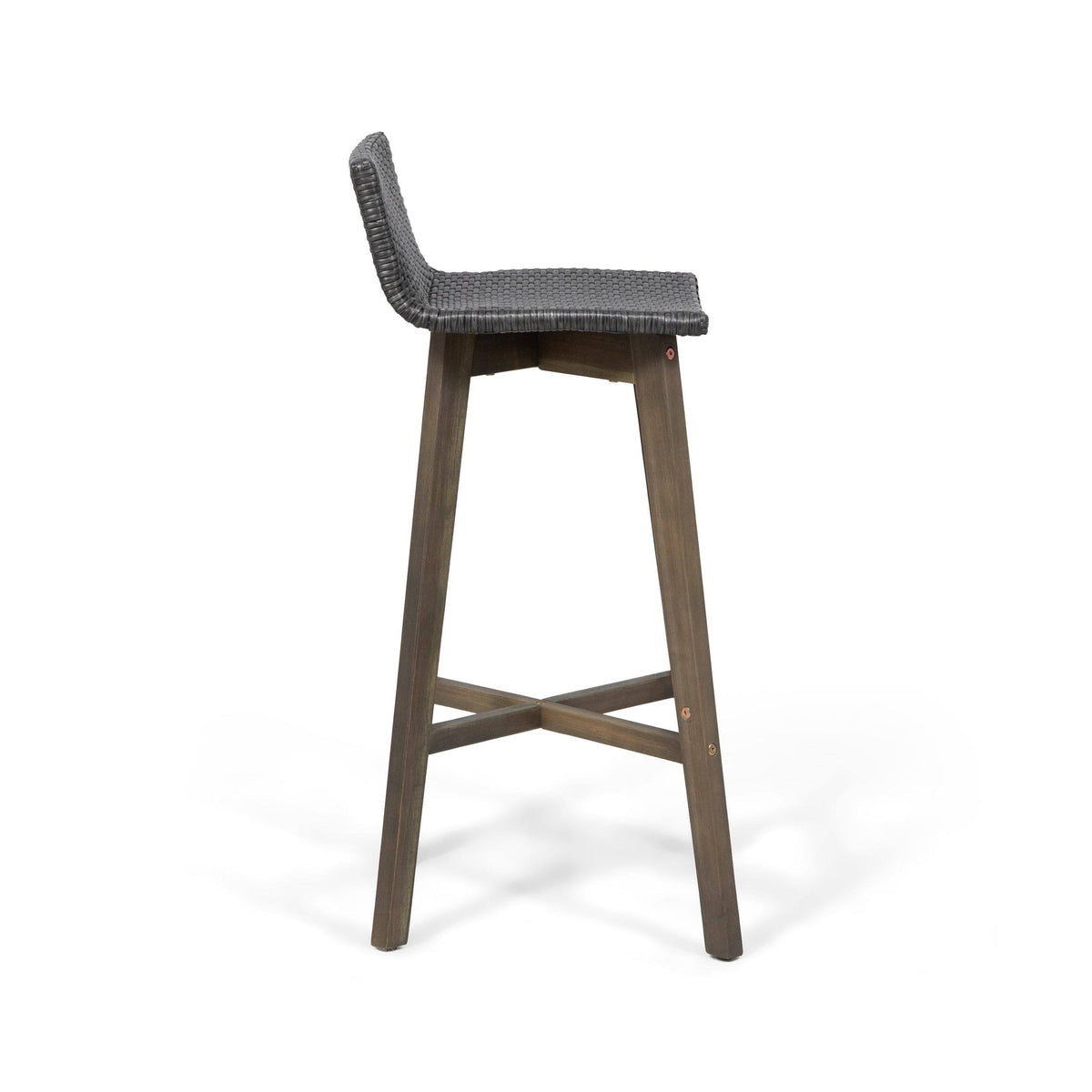 4pk Acacia Wood Wicker Patio Barstools Brown X854