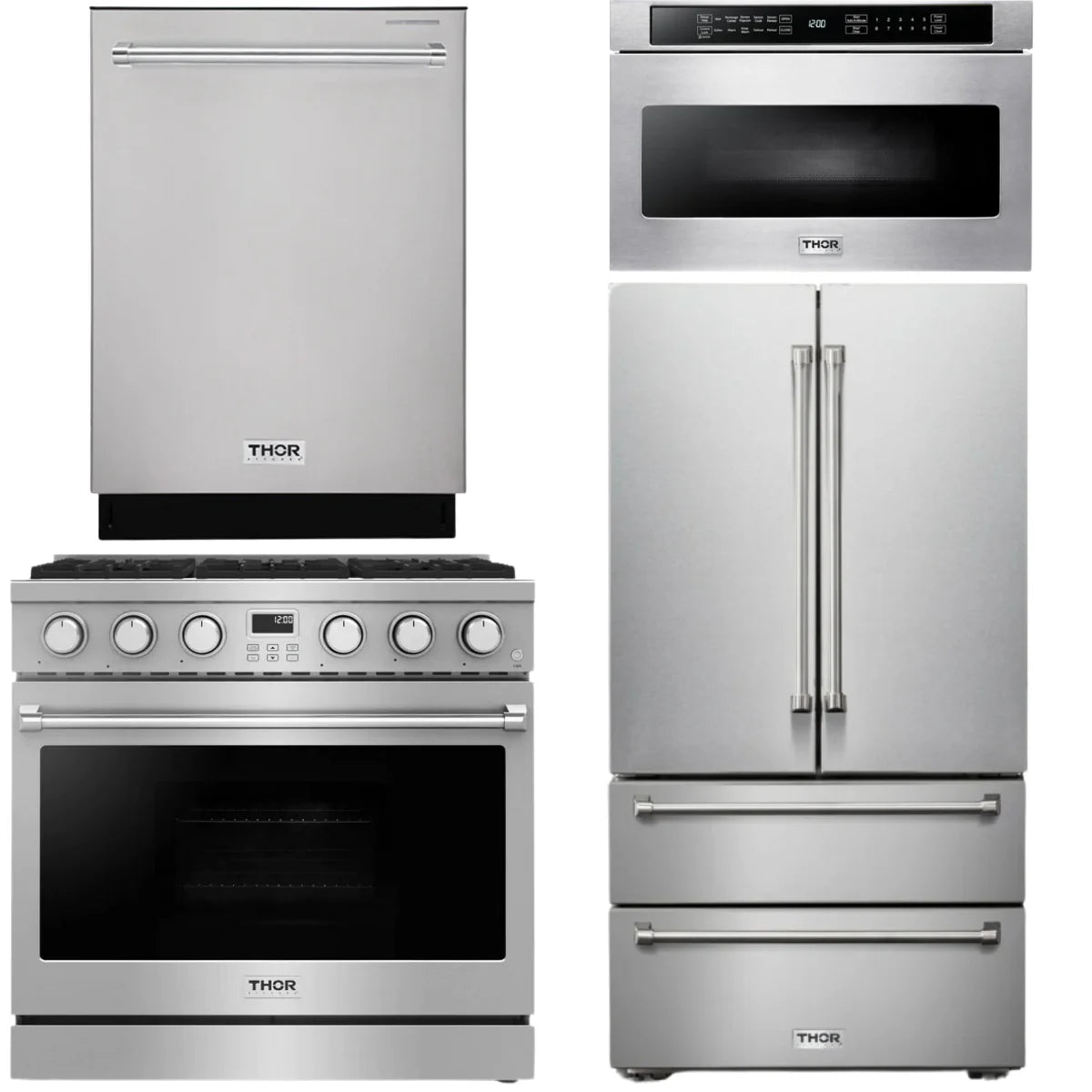 36 Gas Range, Refrigerator, Dishwasher and Microwave E7452