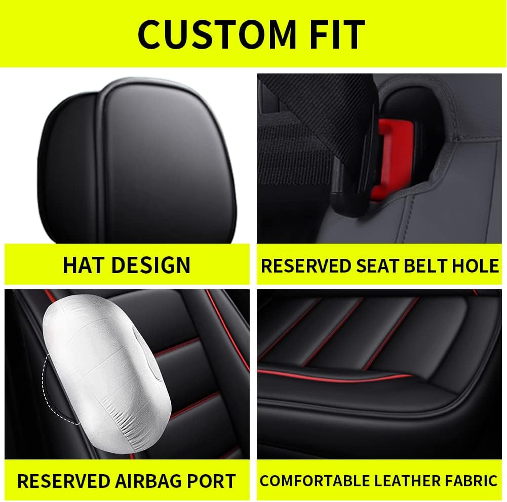 Faux Leather Waterproof Car Seat Covers 5 Seats Set with Airbag Compatible H2536