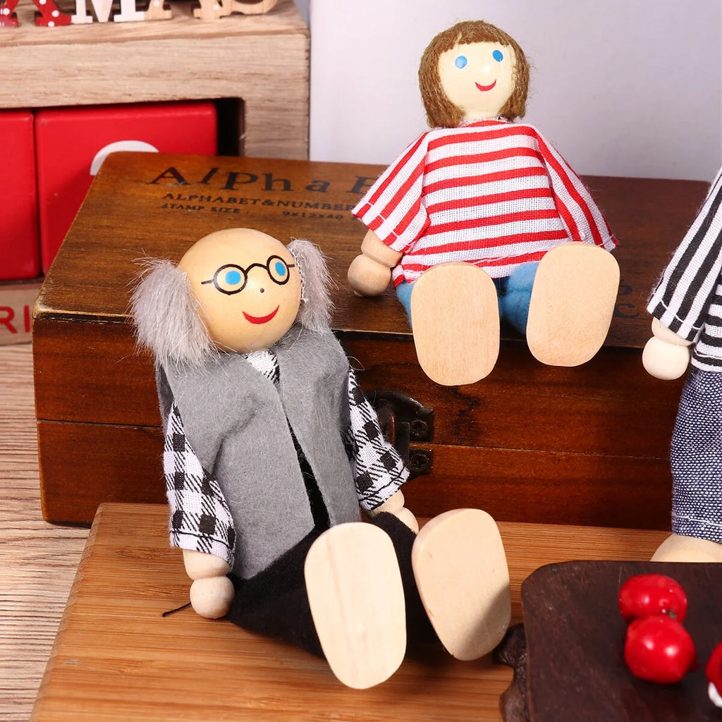 Wooden Dollhouse Dolls Set of 7 Figures J12020