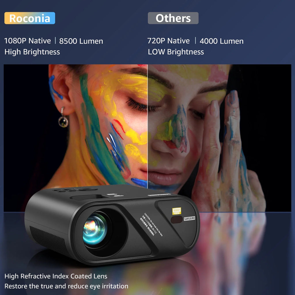 5G Wifi Mini Projector with 100 Projector Screen, Full HD 1080P, Black Q4319