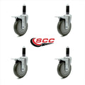 5x22 Gray Polyurethane Caster with Expanding Stem, Set of 4 M6218