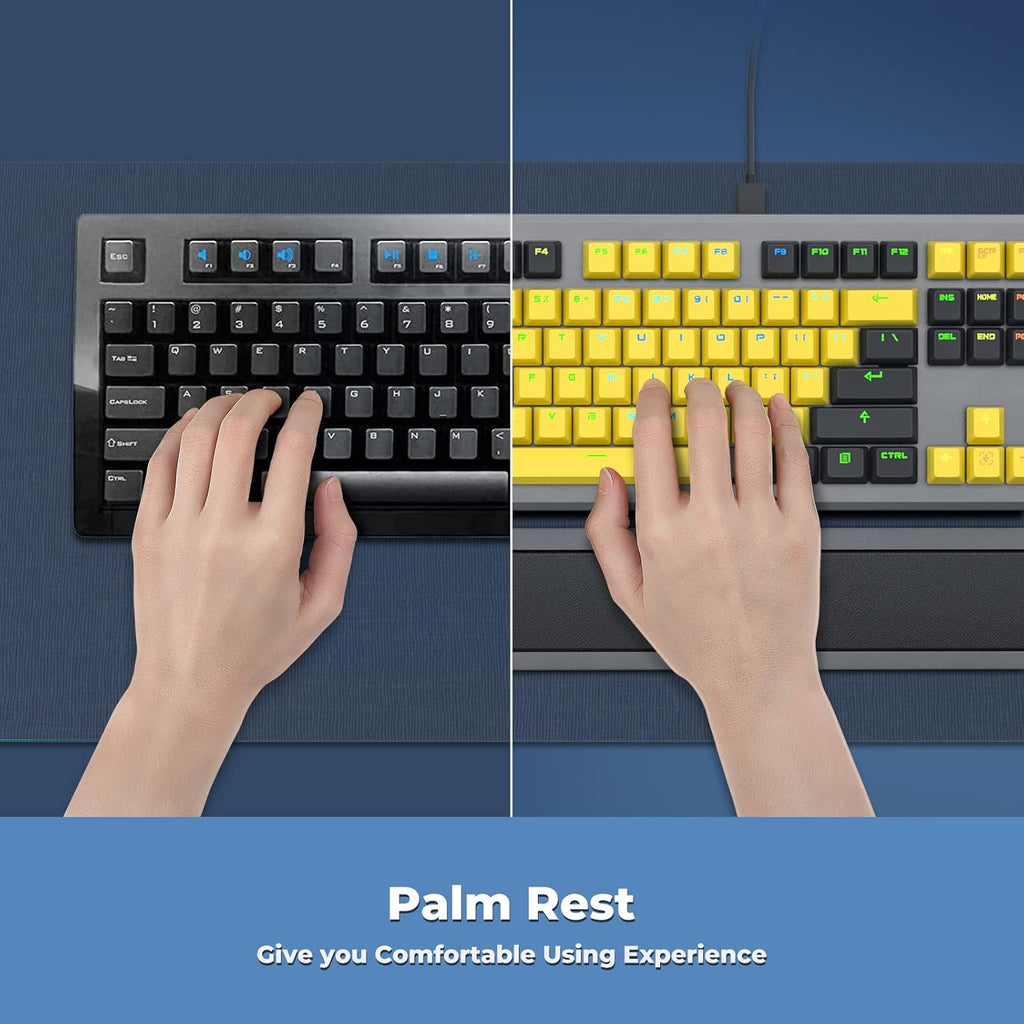 104 Keys Wired Mechanical Gaming Keyboard with Rainbow RGB Backlit Leather Wrist Rest K1776