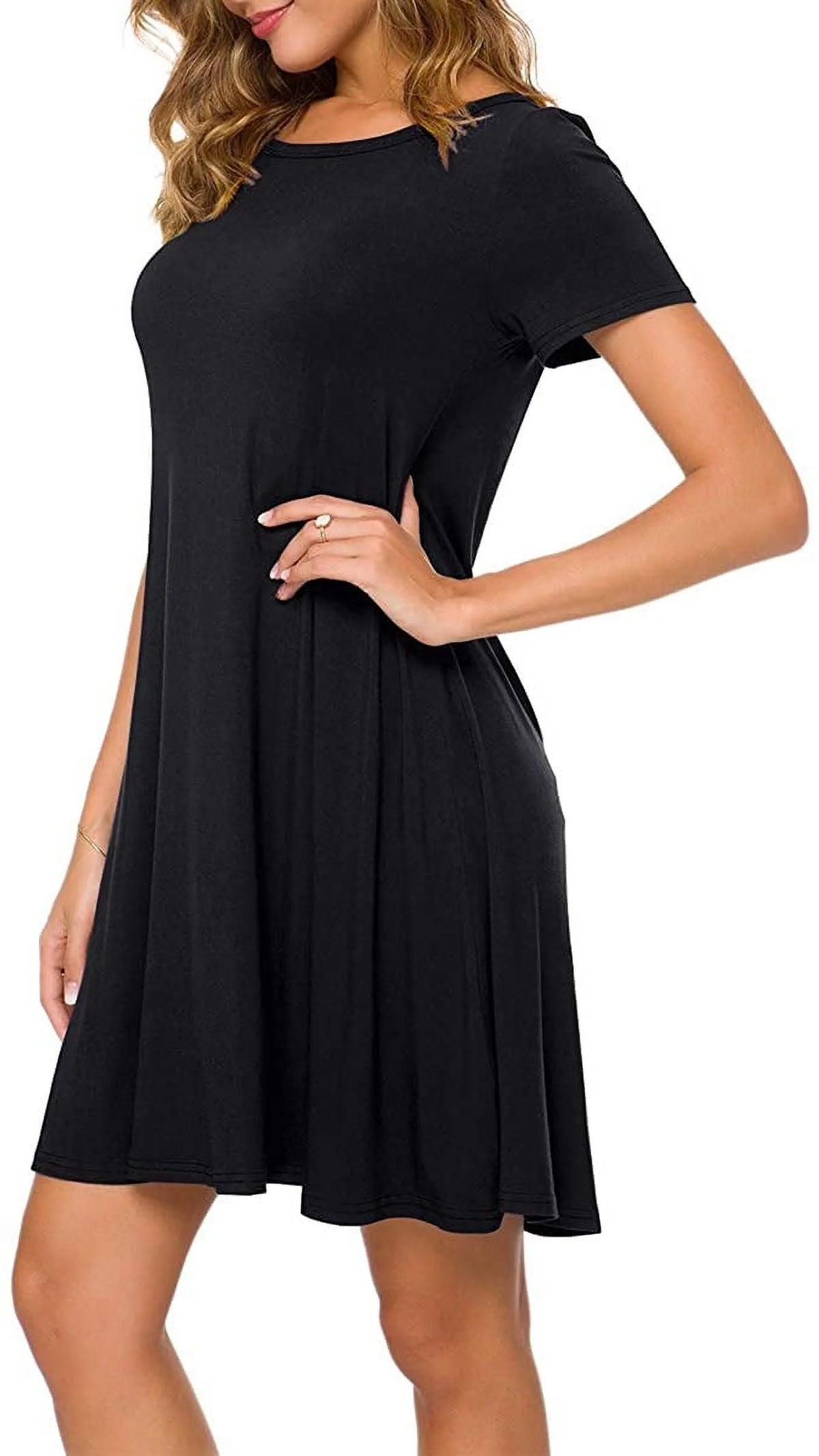 Women's Summer Casual T-shirt Dress Short Sleeve Boho Beach Dress N85333