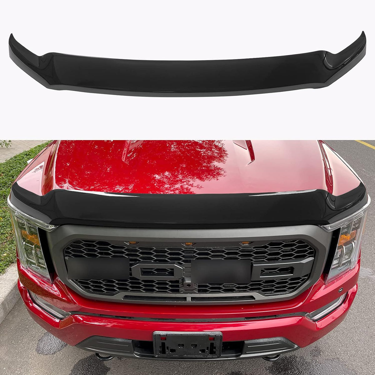 Glossy Carbon Fiber Hood Deflector for Ford F150 V34830